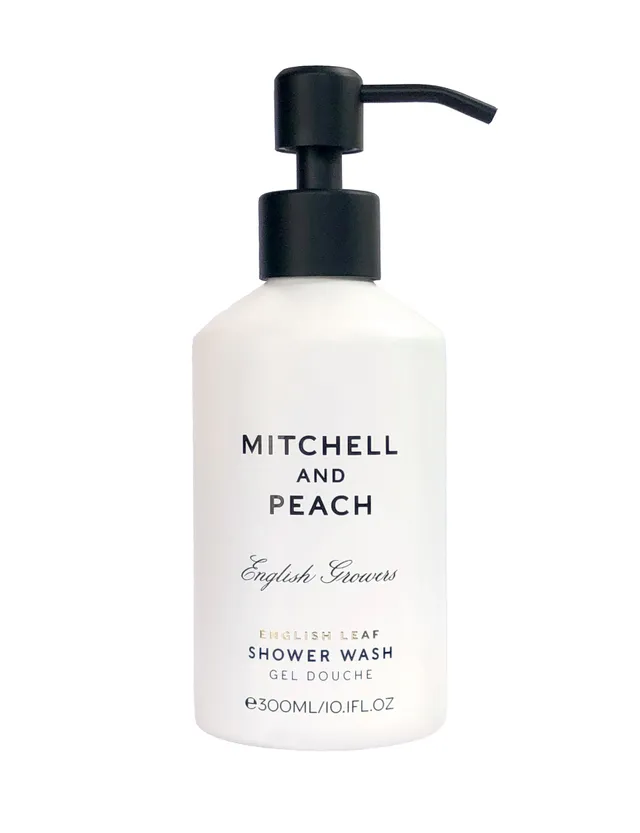 Mitchell and Peach English Leaf gel douche pompe acier agrumes