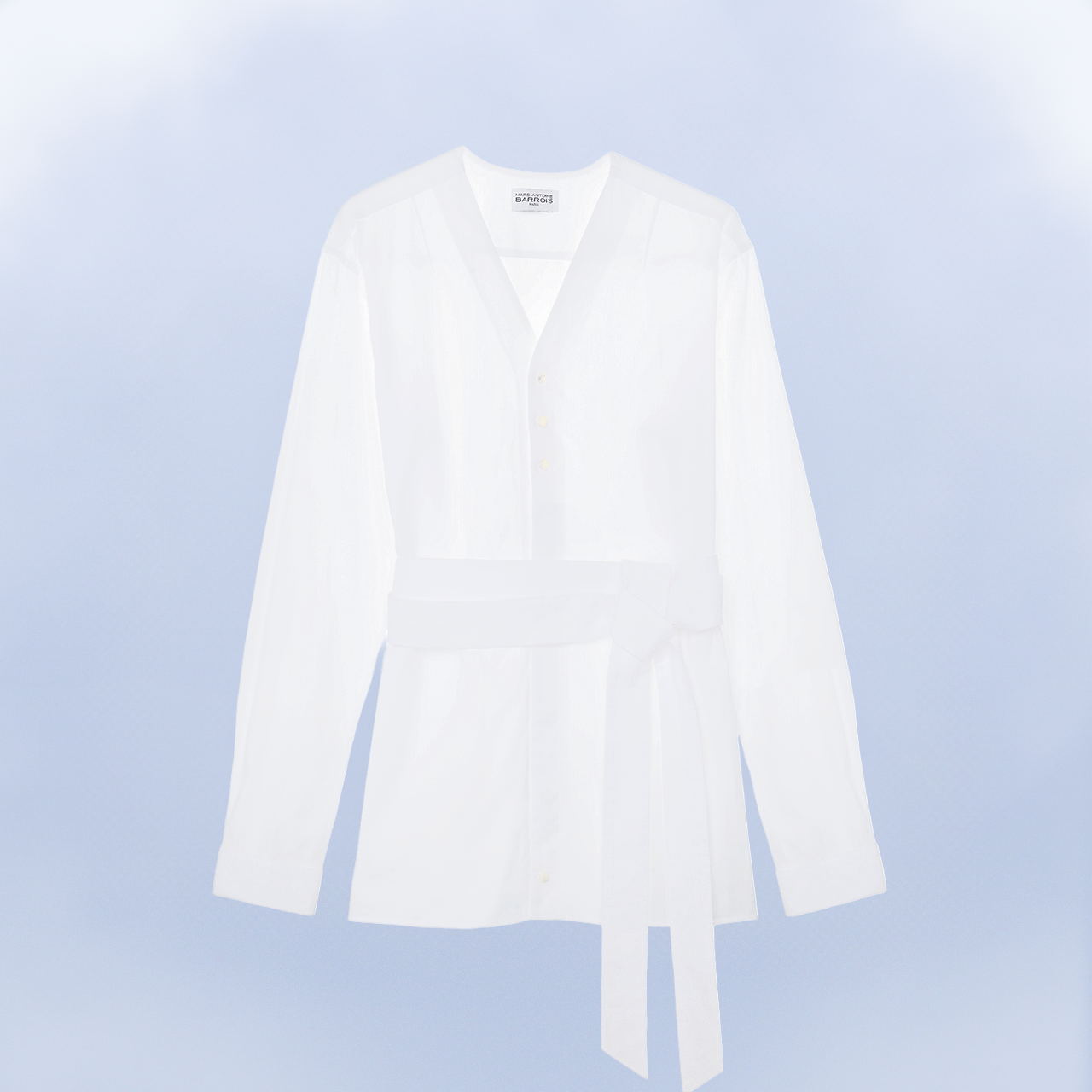 Marc-Antoine Barrois LA FENGHUANG Chemise blanche femme en popeline BIO – encolure V & ceinture
