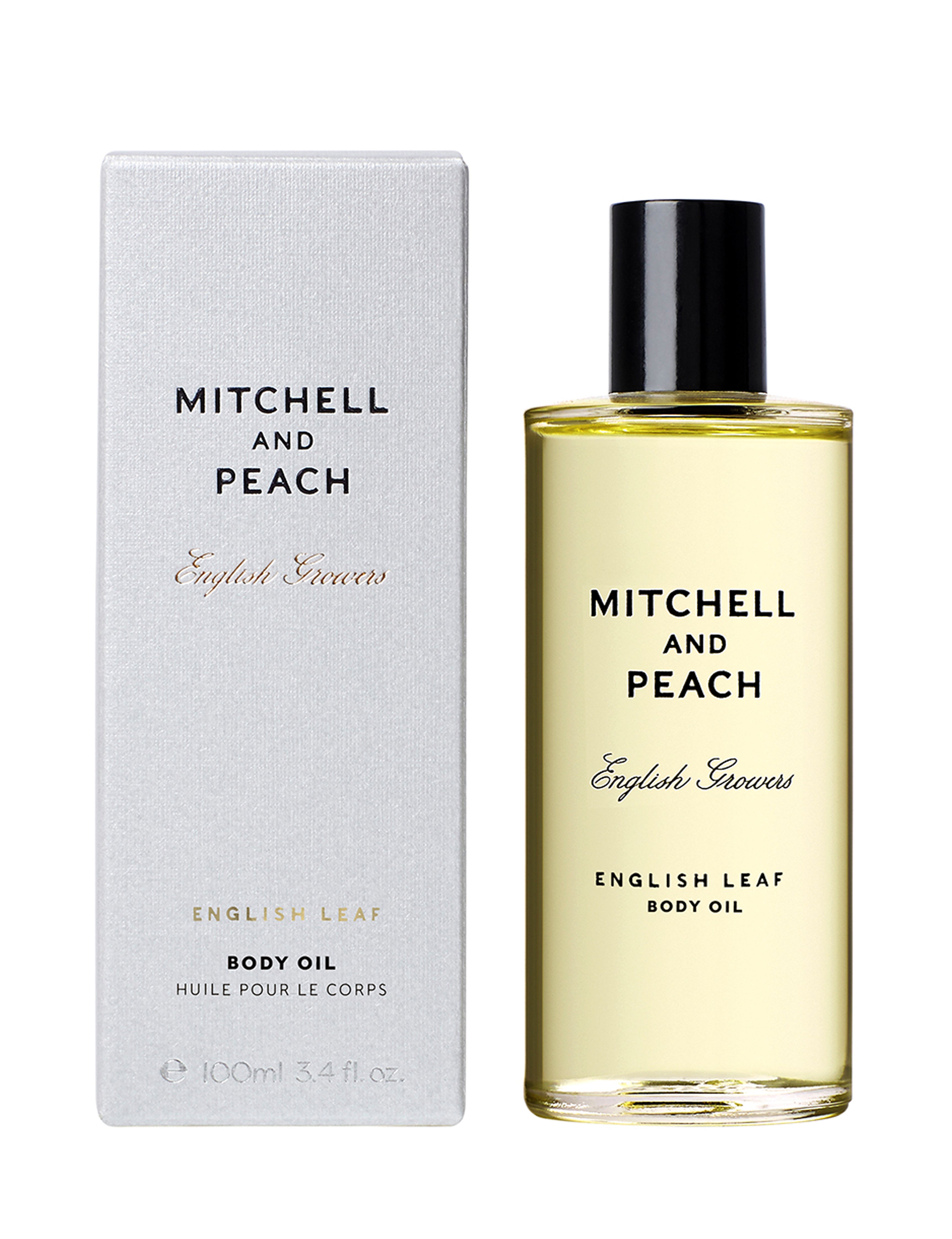 Mitchell and Peach English Leaf huile corps 100 ml verte